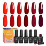 Beetles Bloody Mary Red Gel Nail Polish Set - 6 Pcs Shimmer Red Burgundy Red Gel Polish Red Glitter Nail Polish Soak Off UV Nail Lamp Gel Nail Ki