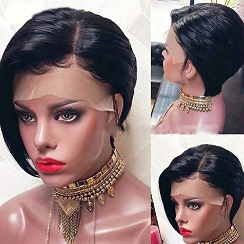 Maxine 12 inch Straight Bob Wigs 13x4 Transparent Lace Front Human Hair Wigs Pre Plucked with Baby Hair Brazilian Straight Short Bob Wigs Glueles