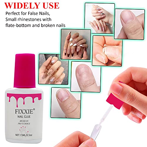 Extra Strong Nail Glue (15 Gram X 1 Bottle) With Brush For Acrylic Tips Extra Strong Nail Glue For Stick On Fake Nails