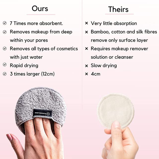 Reusable Eye Makeup Remover Pads Set -Ogato- Just Use Water- XL Reusable Face Pads - Eco Friendly - FREE Laundry Bag - Makeup Remover Cloth For A