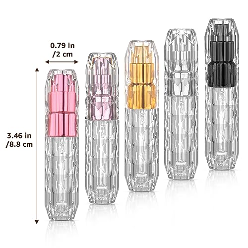 HONZUEN 5ML Perfume Atomiser 5 Pack Mini Refillable Perfume Bottles Underfill Empty Travel Bottle Fine Mist Sprayer Portable Eau Atomizer for Poc