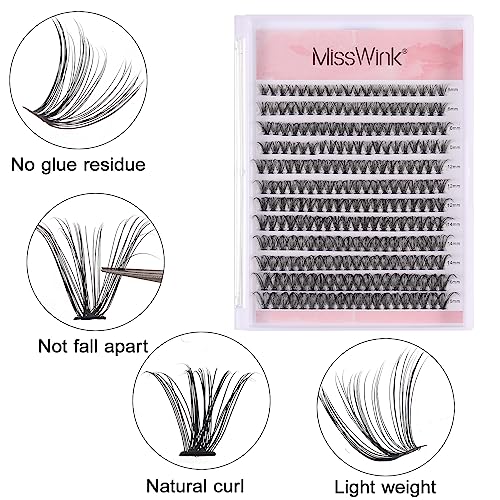 Heyu-Lotus 240 PCS Individual Lashes, 40D Cluster Lashes, D Curl Cluster Eyelash Extensions, 8-16mm Mixed Length Cluster Lashes Natural False Eye