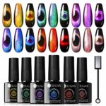 UR SUGAR Magnetic Gel Nail Polish 9D Cat Magnet Eye Gel Polish Set with Magnet, 6 Colors Glitter Phantom Chameleon Magnetic Gel Nail Varnish Soak