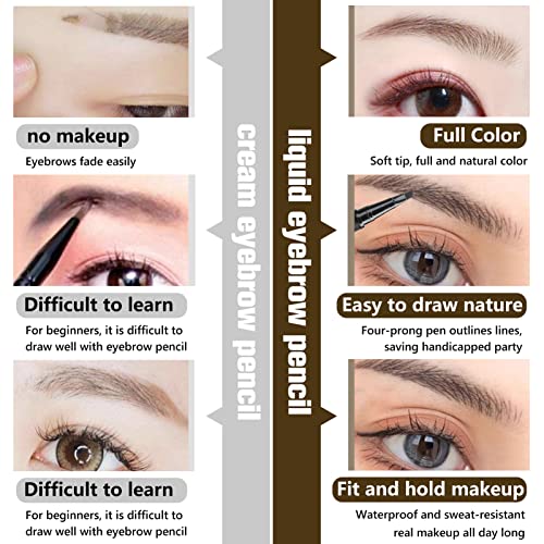 Eyebrow Pencil, Waterproof Brow Pen with 4 Micro-Fork Tip Microblading Eyebrow Pen Long-Lasting Brow Tint Brow Microblading Pencil for Makeup Beg