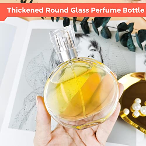 BOOHO 2Pcs 30/50ml Empty Glass Perfume Atomiser, 2 colors Clear Glass Atomiser Spray Bottles, Round Refillable Spray Perfume Bottles Fine Mist Co