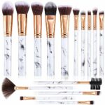 Makeup Brushes DUAIU 15PCs Pink Marble Makeup Brush Set Professional Premium Synthetic Make Up Brushes for Foundation, Powder, Blush, Contour, Co