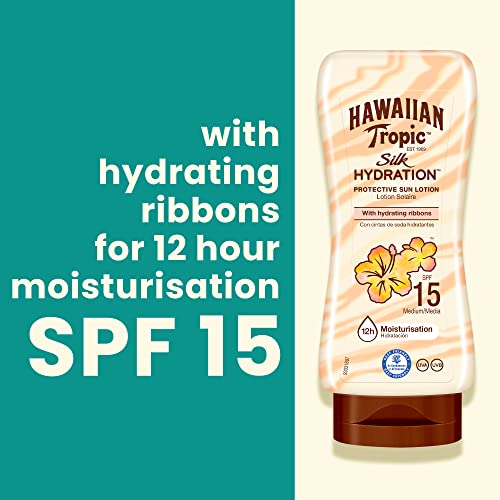 Hawaiian Tropic Silk Hydration Protective Lightweight Sun Lotion SPF 15 180ml (Pack of 2)