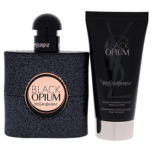Black Opium by Yves Saint Laurent Eau de Parfum Spray 50ml & Shimmering Moisturising Fluid 50ml, (Pack of 1)