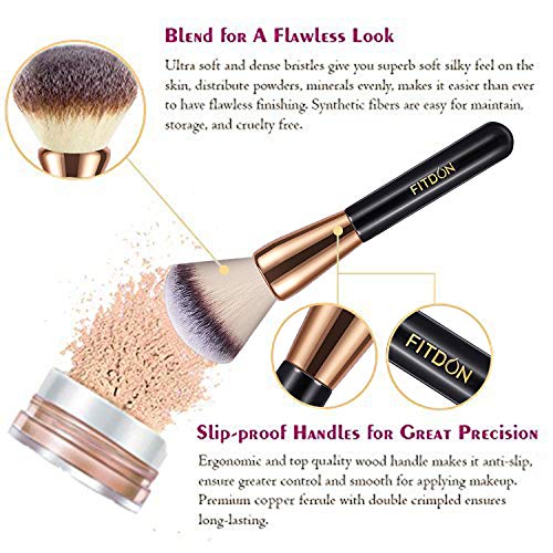 Powder Makeup Brush, FITDON Kabuki Brush for Face Large Coverage Mineral Powder Bronzer Foundation Blending Blush Buffing
