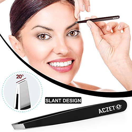 Eyebrow Tweezers, Professional Stainless Steel Precision Tweezers for Eyebrows Plucking, Ingrown Hair Remover (Black)