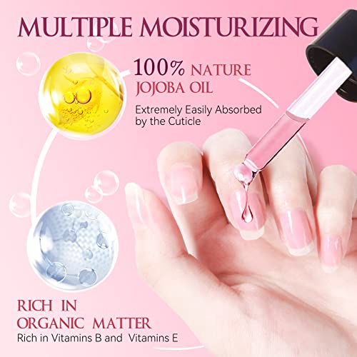 CHUCHU Cuticle Oil for Nails, Jojoba Nail Cuticle Oil Contain Vitamin B & E, Moisturizes Cuticle and Nail's Skin, Strengthens Nails, Prevents Han