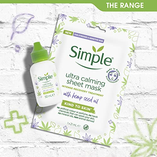 Simple Calming Moisturiser Skin Cream with organic hemp seed oil skincare for sensitive skin 50 ml