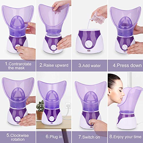 Facial Steamer,VOUM Face Steamer for Facial Deep Cleaning Home Facial Sauna Spa Sinuses Humidifier Atomizer Warm Mist Unclogs Pores Unisex (Purpl