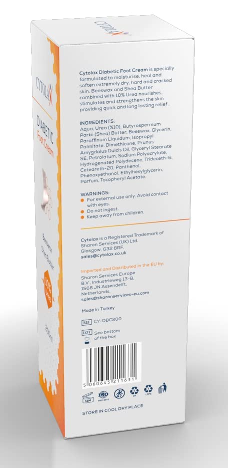 Cytolax Diabetic Foot Cream 200ml | with 10% Urea, Shea Butter, Beeswax | Softens & Moisturises Rough, Hard, Cracked, Callused Feet | Foot Care C