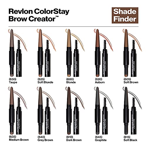 Revlon Colorstay Eyebrow Pencil Creator with Powder & Spoolie Brush to Fill, Define, Sculpt, Shape & Diffuse Perfect Brows, Dark Brown (610)
