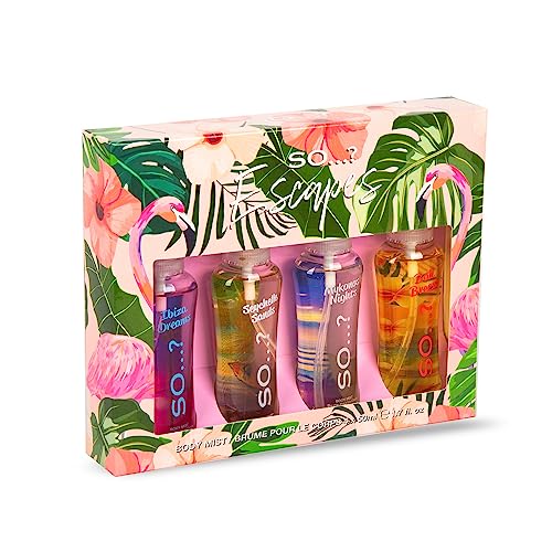 So…? Summer Escapes Womens Gift Set, Body Mist Fragrance Spray (4x50ml)