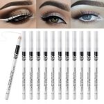 White Eyeliner Pencil Highlighter Makeup Stick 12pcs Matte Eye Liner Eyebrow Hair Barber Pencil Waterline Prime Professional Long Lasting Eye Big