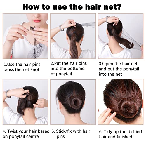 Ballet Hair Net for Girls, Ballet Bun Net Brown Bun Net Invisible Hair Net for Child 50Pcs Ballet Net and 50Pcs Bobby Pins Hair Bun Accessories f