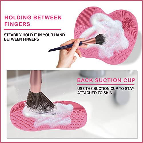 EDMIRE Makeup Brush Cleaner Silicon Pad Scrubber with Suction Cups, Make up Brush Cleaning Mat – Cleans everything from Eyeshadows, Foundations t