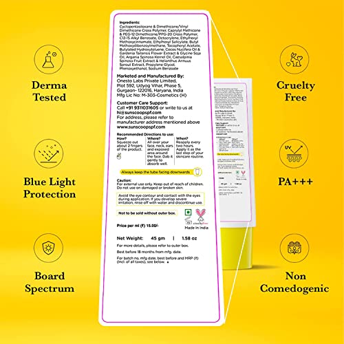 SunScoop Invisible Sunscreen Cream SPF 40 PA+++ | No White Cast | Gel Based Sunscreen | Transparent & Lightweight, Water & Sweat Resistant | 45 G