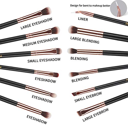 MSQ 12pcs Pro Smoky Eye Makeup Brushes Set, Synthetic Eyeshadow Brushes Eye Makeup Brush Set Concealer Eyebrow Eyeliner Eyeshadow Blending Cosmet