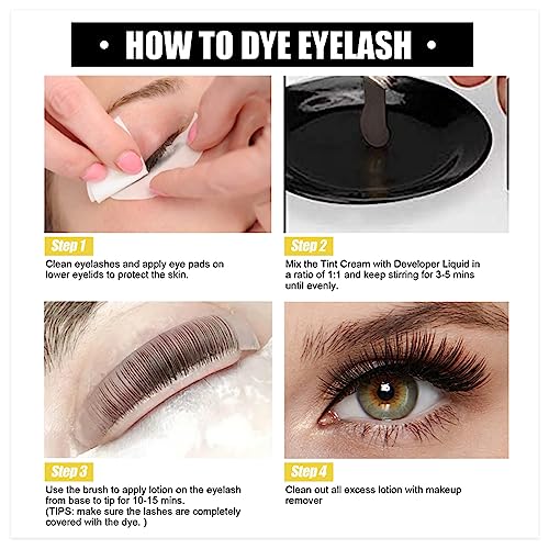 Lash Tint Black Kit - 2 in 1 Eyelash & Eyebrow Dye Set - Volume Lashes and Full Brows Last Up to 4 weeks - Suitable for Home Use with All Tools (