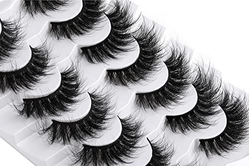 Fake Eyelashes Fluffy Volume Thick Lashes Faux Mink 20MM Long Dramatic False Eyelashes Full 5D Big Reusable Eye Lashes Pack 7 Pairs by ALICROWN