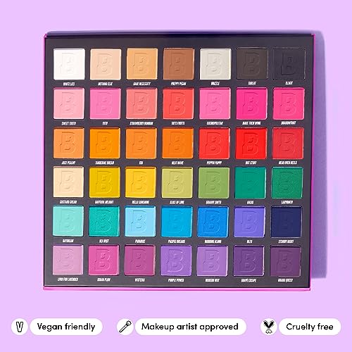 BEAUTY BAY Bright Matte 42 Shade Eyeshadow Palette - Intense Pigment & Long-Lasting Eye Make-Up, Eye Shadow Shades in Pinks, Blues, Greens, Yello