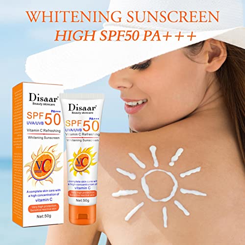 Spf 50 Sun Screen Lotion,Natural Broad Spectrum Sun Block with Vitamin C - Sun Block for Face and Body, Uva/UVB Protection for Most Skin Types Di