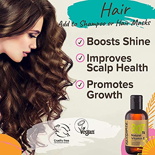 Naissance Vitamin E Oil (no. 807) 100ml - Natural, Vegan, Cruelty Free, Hexane Free, No GMO