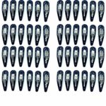 48 Pack Girls Bendies Snap Clips Hair Accessories School Hair Grips Clips Slides (Navy Blue) 4.5cm
