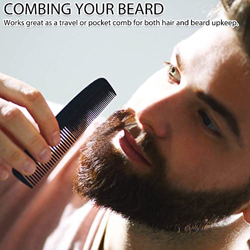 Hair Comb, 2Pcs Plastic Pocket Combs Black Hair Combs Fine and Wide Tooth Dressing Comb Heat Resistant Anti Static Hairdressing Styling Combs for