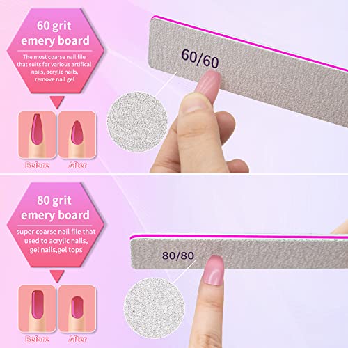 Professional Nail File Double Sided 80/80 Grit Nail Files Manicure Tools for Nail Grooming and Styling, 12 Pcs File Nail for Poly Nail Extension