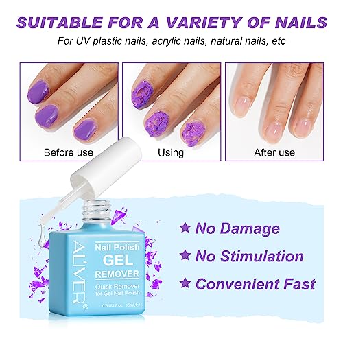 Gel Nail Polish Remover - Gel Polish Remover for Nails in 2-3 Minutes, Not Hurt Nails, No Need for Foil, Soaking or Wrapping, Quickly & Easily Re