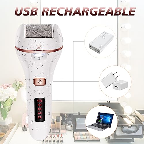 Foot Callus Remover, Professional Electric Pedicure Callus Remover, Rechargeable Foot File with 3 Roller Heads for Feet Care