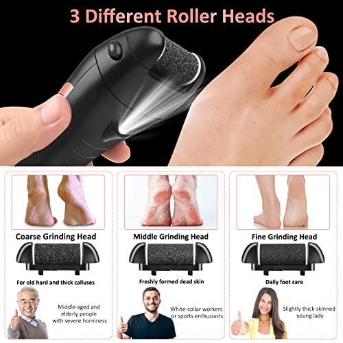 Electric Foot File, Hard Skin Remover, Norbase Professional Rechargeable Callus Remover Feet Care Pedicure Set 15 in 1 Foot File for Dry Dead Ski
