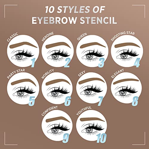 Cilrofelr Eyebrow Stamp and Stencil Kit, One Step Eyebrow Stamp and Shaping Kit with 10 Eyebrow Stencils, Brow Stamp Kit Blonde, Long Lasting, Wa