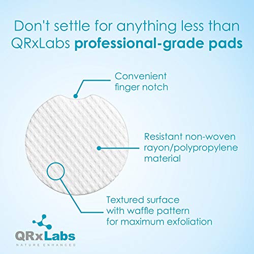 QRxLabs Glycolic Acid 20% Resurfacing Pads With Vitamins B5, C & E, Green Tea, Calendula, Allantoin - Exfoliates Surface Skin And Reduces Fine Li