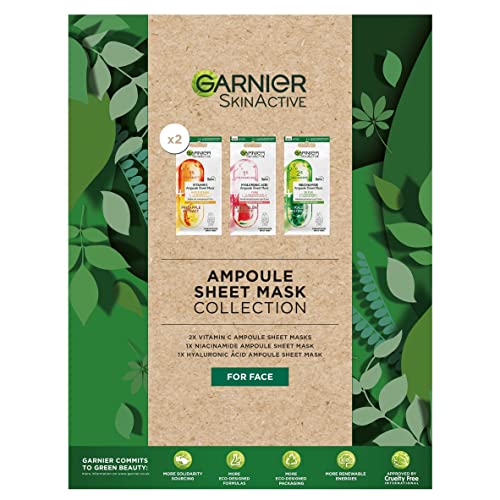 Garnier Ampoule Sheet Mask Collection, Gift Set With Fast Action Ampoule Face Masks, Watermelon, 3 Count, Pack Of 1