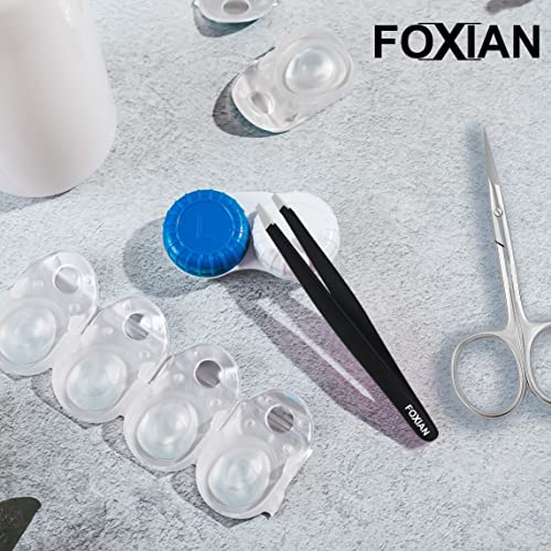 Foxian Tweezers for Facial Hair Women Stainless Steel Eyebrow Tweezers Slanted Tip for Accurate & Precise Grooming of Eyebrows Professional Tweez