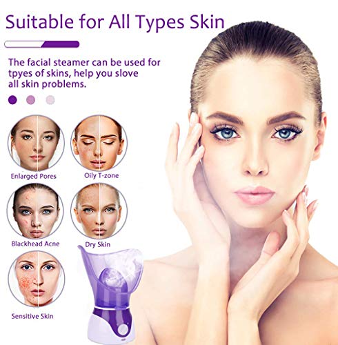 Facial Steamer,VOUM Face Steamer for Facial Deep Cleaning Home Facial Sauna Spa Sinuses Humidifier Atomizer Warm Mist Unclogs Pores Unisex (Purpl