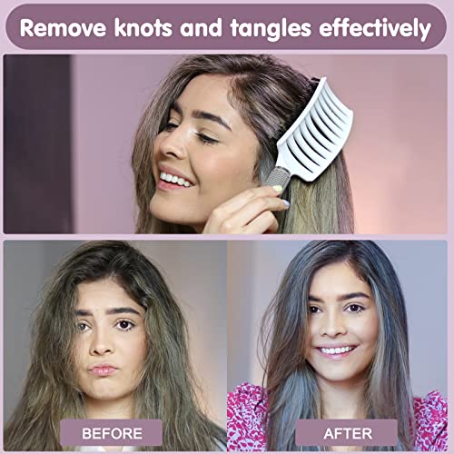 Lictin Curly Hair Brush Comb - Detangler Brush Set Boar Bristle Paddle 2 Hairbrush, Hair Brush Comb Set with 4 Haircilps for Hair Salon or Home S