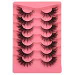 Newcally False Eyelashes Fairy Lashes Fox Eye Fluffy Wispy Strip Lashes Cat Eye Fake Lashes Pack Dramatic Lashes 7 Pairs Eye Makeup