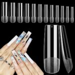 Deciniee Gel Nail Tips, 240Pcs Full Cover Square Straight Nail Tips for Gel Extensions, 12 Sizes False Square Nails Tips for Acrylic Nails, Profe