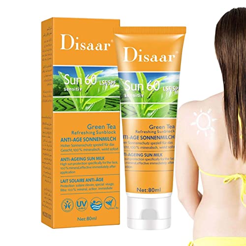 Face Sunscreen, 80ml Skin Sun Protection, SPF60 Moisturizing Repair Concealer Isolation, Long-Lasting Sun Protection for Sunburn Redness Woteg