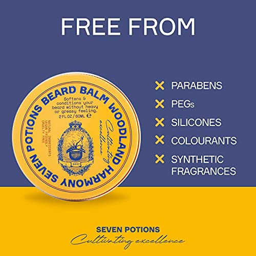 Seven Potions Beard Balm for Men — Conditioning Beard Softener to Nourish Skin, Facial Hair, and Stop Beard Itch — All-Natural, Vegan, Cruelty Fr