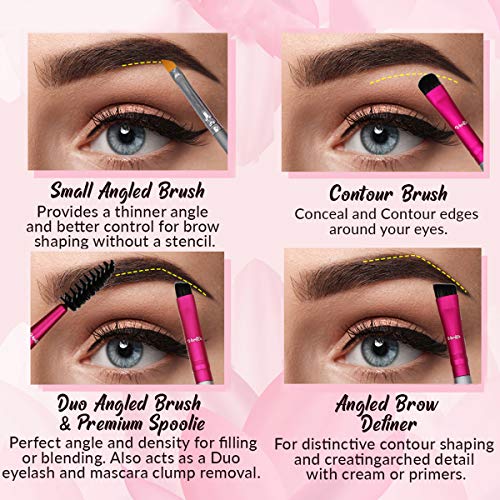 Eyebrow Brush Kit Thin Angled - Eye Brow Concealer Contour Brush to Shape and Conceal Eyes Duo Spoolie Brushes Firm Bristles Definer for Filling