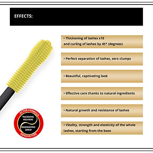Eveline Cosmetics Volume Celebrities Thickening and Lengthening Eyelash Extension Mascara | 7 ML | Rebuilding Strengthening Eyelash Serum | Jojob