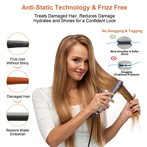 Pretfy Hair Straighteners, Hair Straighteners & Curlers in One with 140℃- 220℃ Adjustable Temperature, Straightener with Ceramic Thin Floating Pl