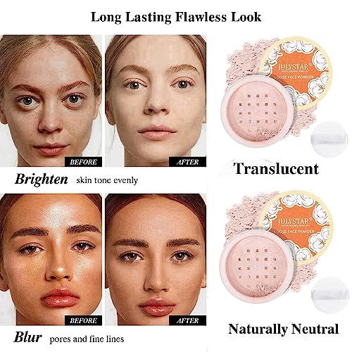 Setting Powder,Pink Face Powder,Loose Powder,Make Up Translucent Setting Powder,Loose Setting Powder With Powder Puff,Control Oil Fixing Face Pow